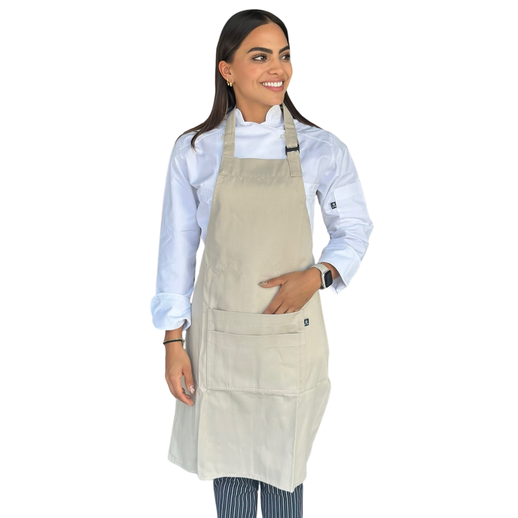 [R92301-222] zittro Mandil delantal chef Básico 4B Beige. R92301- 222 UNI