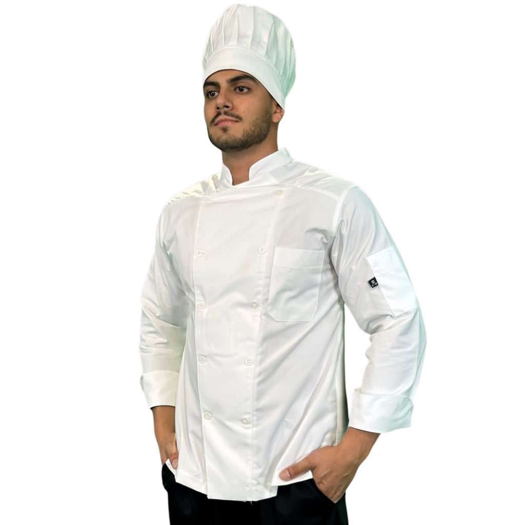 [R90103-100 ECH] zittro Filipina Chef Hombre Blanco Liso (ECH)